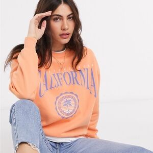 ASOS Pull&Bear California varsity sweatshirt crewneck orange S